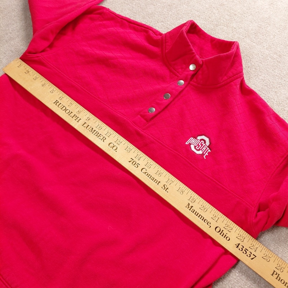 Ohio State Buckeyes NCAA 1/4 Snap Womens LARGE Pullover Front Pocket Red Logo - Picture 2 of 12